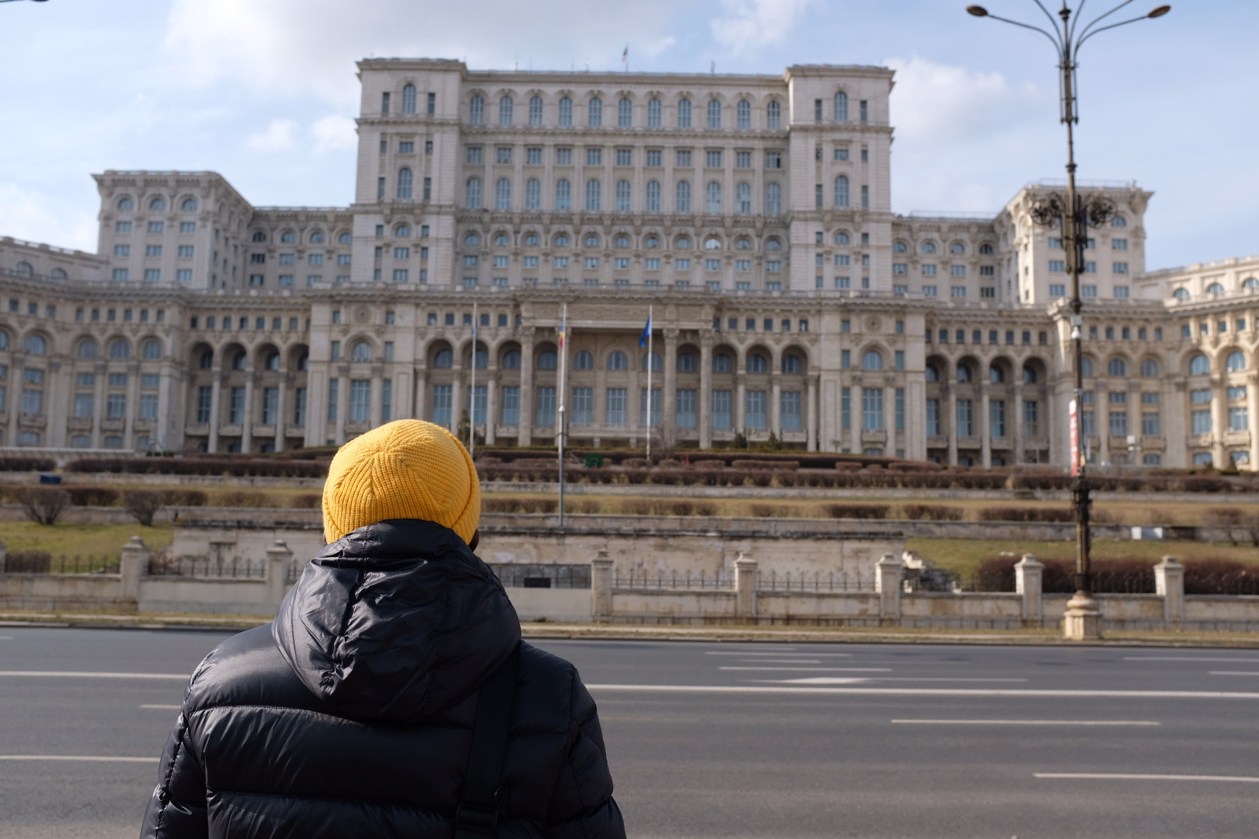 Me overlooking the Parliament Building in Bucharest, Romania